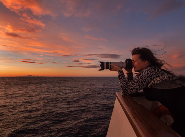 photographing a sunset from the Explorer   Oly OM-D