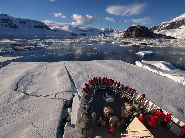 pushing through ice in the Gerlache Strait