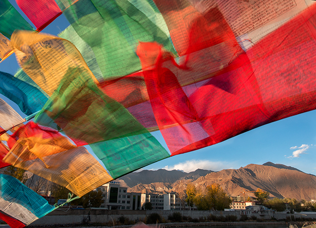 Tibetan prayer flags on bridge in Lhasa, Tibet   Olympus OM-D E-M1 12-40mm f2.8