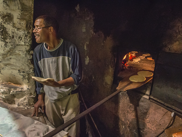 Baker in Jamaa el-Fnna, old souk of Marrakesh