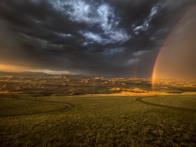 Saturday evening rainbow seen from Dubois Overlook.  Olympus E-M1 7-14mm f2.8