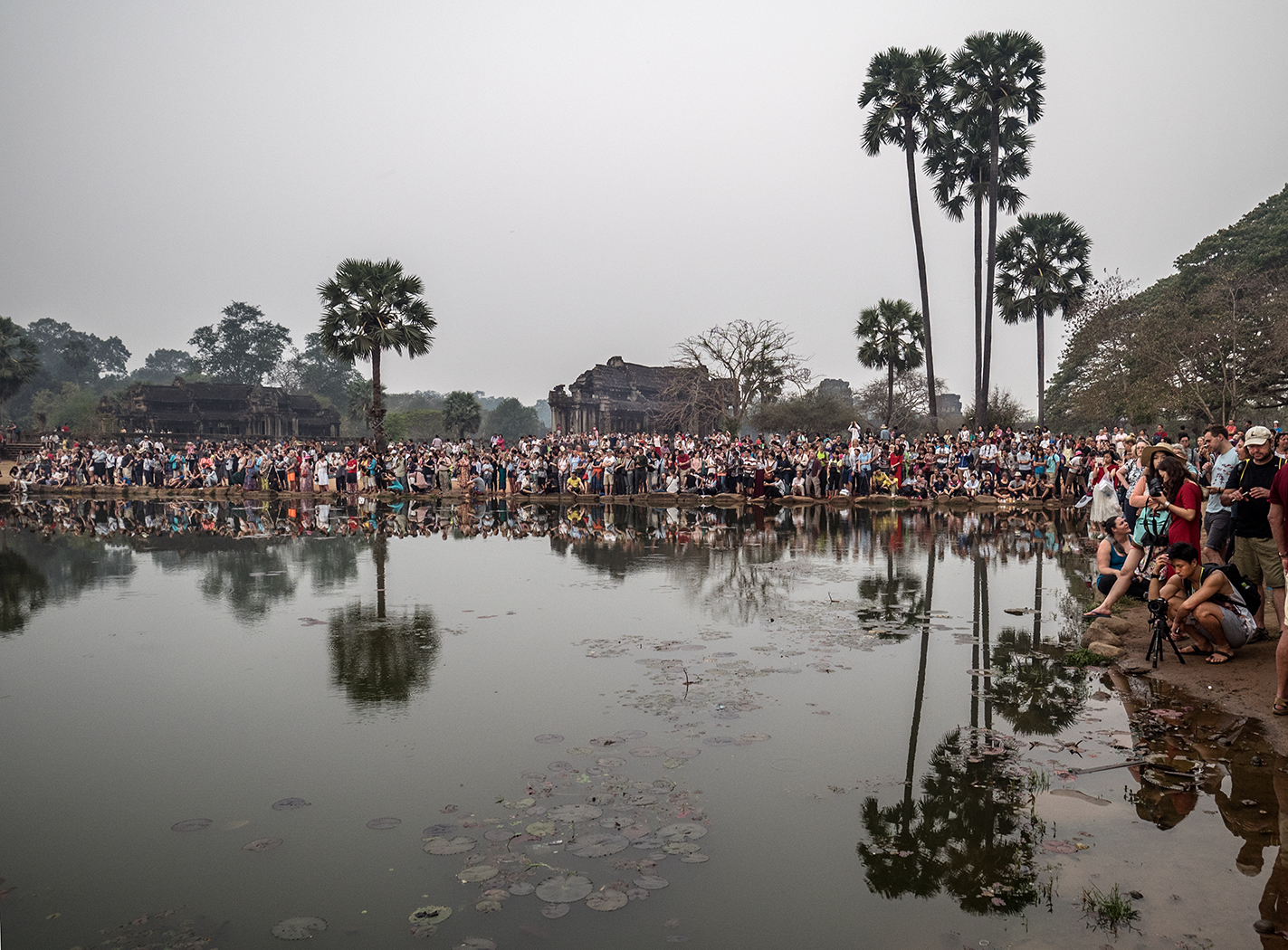A few of our new 500 best friends who joined us for sunrise over Angkor Wat